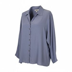 FLAX Button Front Collared Shirt Crinkle Rayon Lavender Purple Size 1X‎